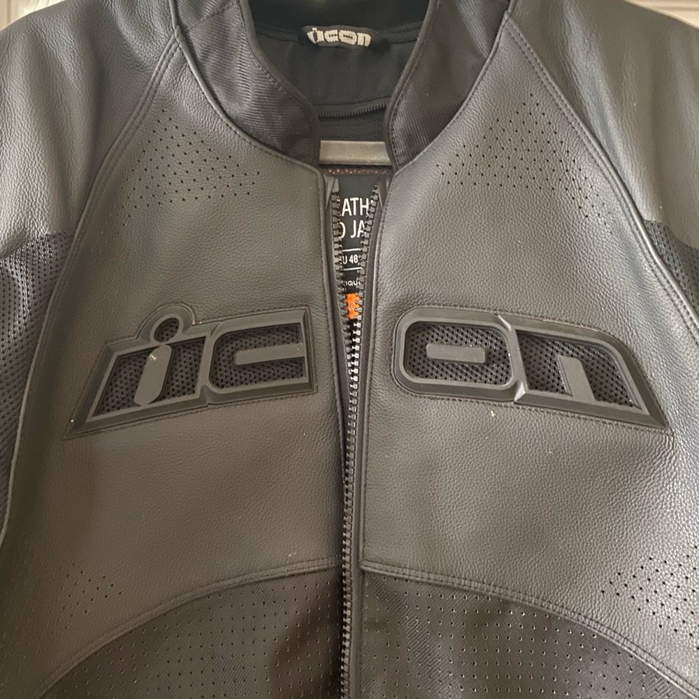 Icon Black Perforated Performance Motorcycle Jack… - image 3